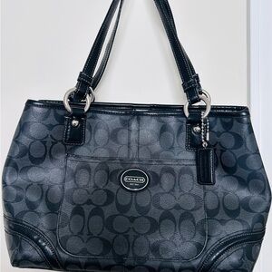 Authentic Coach Peyton Shopper Carryall (F18923) Black & Gray Canvas